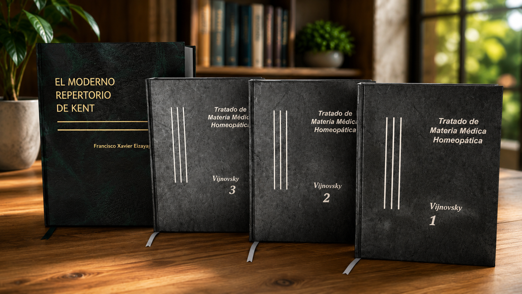 Paquete real de libros de Homeopatía: El moderno repertorio de Kent y los tres tomos del Tratado de Materia Médica Homeopática de Vijnovsky